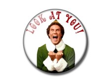 BUDDY THE ELF 25, 38,59mm badge, magnet bottle opener Santa, Christmas stocking 