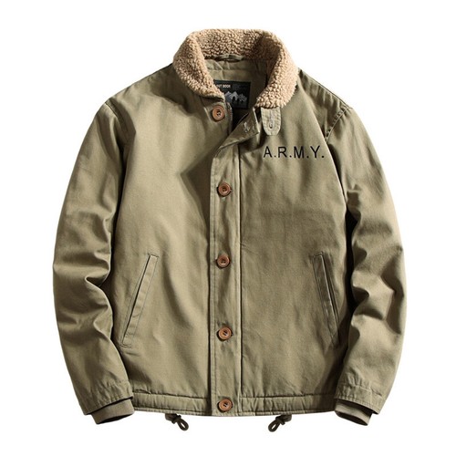 Men military deck jacket - military,