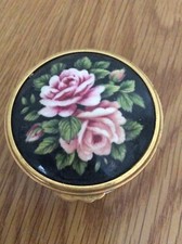 fine bone china trinket box floral Collectible Lovely Gift 5.5cm AcrossX3cm High