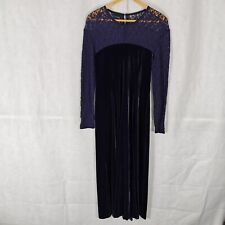 Ladies Dress Size 10 ALEXON Navy Purple Velvet Maxi Lace Top Occasion Wedding 