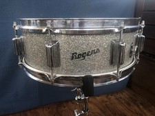 Rogers USA Powertone Cleveland Tag Snare Drum Silver Sparkle