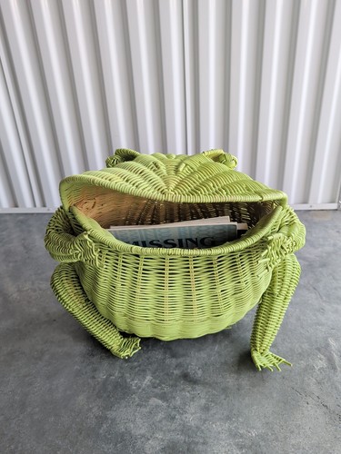 Vintage mcm frog basket - frog, bin