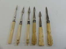 (ref288AC) 6 Antique winkle pickers with bovine bone handles