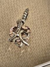 Sterling Silver 'Love You Forever'' Crystal Charm + FREE BRACELET. BNIP UK