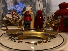 Vintage brass inkwell desk - brass, or