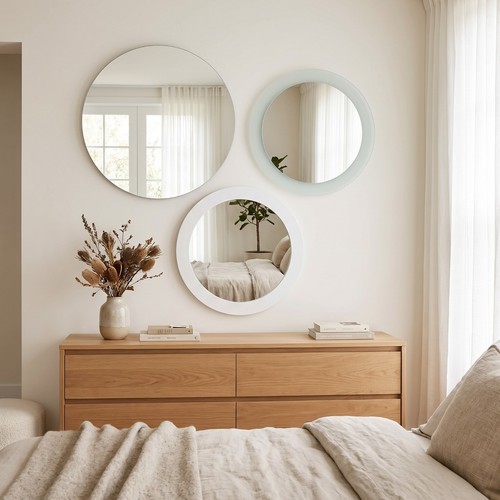 Round frosted white bathroom - round,