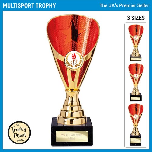 Gold red multisport star cup - gold, /