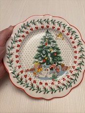 Cath Kidston Christmas Plate Christmas Tree Scene Dogs & Swans