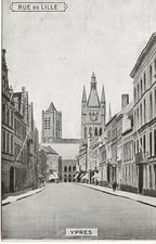 (5) 4 Postcards of Ypres Black and White Cloth Hall Panorama Cathedral