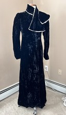 VTG 1920s /30s Opera Length Coat Black Velvet Evening Floor Length Victorian