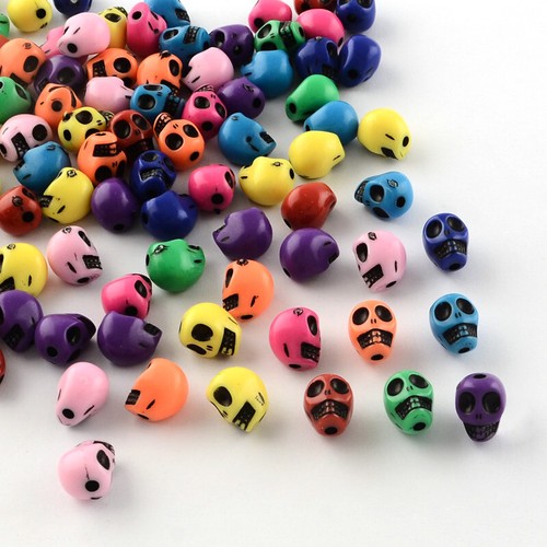 100pc skull beads mixed - 100pc,