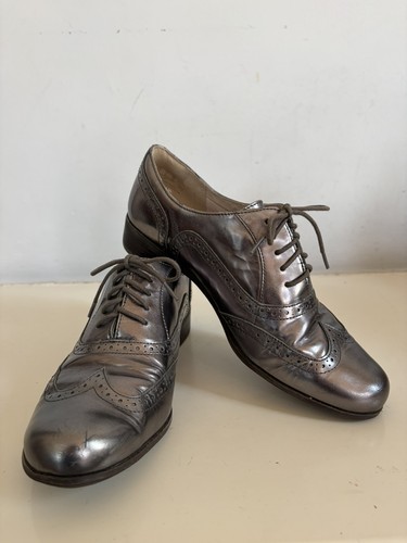 Clarks silver leather brogues - clarks,