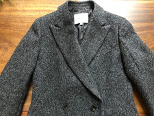 Jigsaw Coat UK12 Clarence Dark Grey Wool Blend Twill Great Condition RRP £285