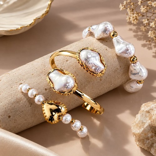 3pcs set pearl bracelet cuff - bracelet,