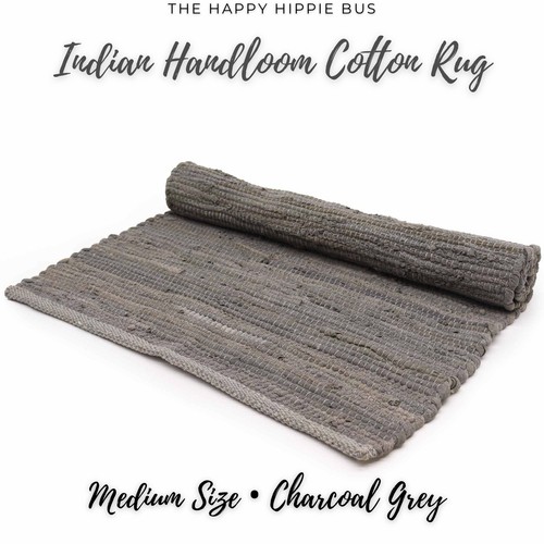 Handmade chindi rug charcoal - rug,