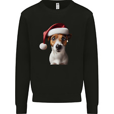 Christmas Jack Russell Dog Wearing an Xmas Hat Mens Sweatshirt Jumper