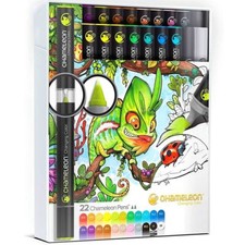CHAMELEON Colour Tone Markers 22 Brush Pens Set + Case + Free Nibs Alcohol Inks