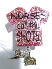 pink glitter id badge reel