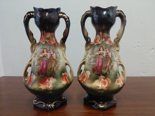 Pair edwardian porcelain vases - pair,