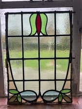 Super Antique Art Nouveau Stained Glass Window Panel