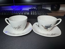 Vintage Midwinter Coffee Cup & Saucer, Peter Scott Wild Geese