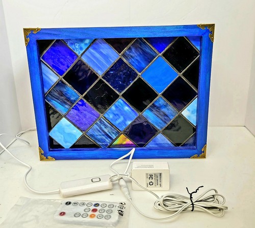 Blue stained glass panel - glass,