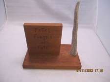 Man-cave desk plaque homemade wood/deer antler  FATAL FINGER OF FATE