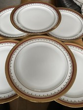 Raflin Limoges ( France ) 6 Rimmed Dinner Plates 25cm 1st Quality Empire Style.