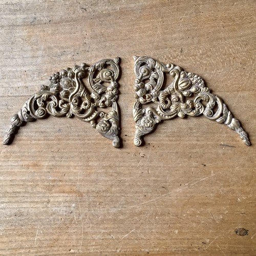 Pair brass gilt furniture - of,