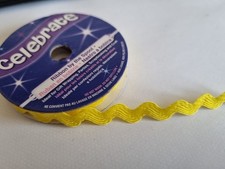 4m X 6mm Wavy Border Ribbon Bright canary sunshine  Yellow