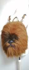 Vintage 90s Chewbacca Plush Head Rucksack, Bagpack Star wars, Brown Blue Eyes