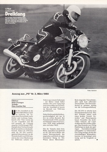 Yamaha 850 test - p, xs