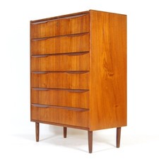 Retro Vintage Danish Modern Teak Tall Boy Chest of Drawers Dresser 50s 60s MCM