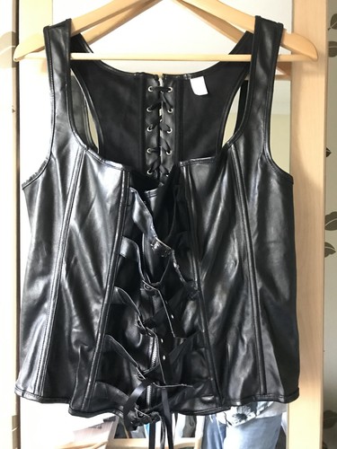 Women black pvc corset size - black,