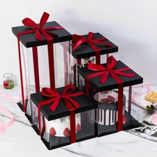 Large Clear PVC Gift Boxes Cake Candy Packaging Transparent Wedding Favors Box