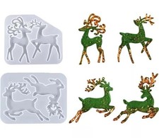 2 Pieces Christmas Resin Moulds, Christmas Deer Ornament Silicone Mold
