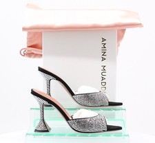 Amina Muaddi Ladies Caroline Crystal Suede Courts Black 38