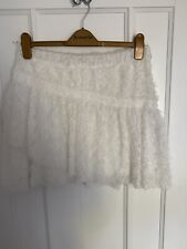 White Zara Feathered Mini Skirt 