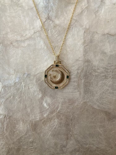 Gold tone octagon celestial - gold,