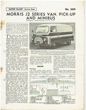 MORRIS J2 VAN BUS PICK-UP 1956-57 MOTOR TRADER TECHNICAL DATA & SERVICE BULLETIN