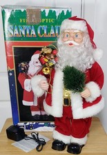 Large 19" Fibre Optic Vintage Santa Claus Light Up Figurine w Power Adaptor