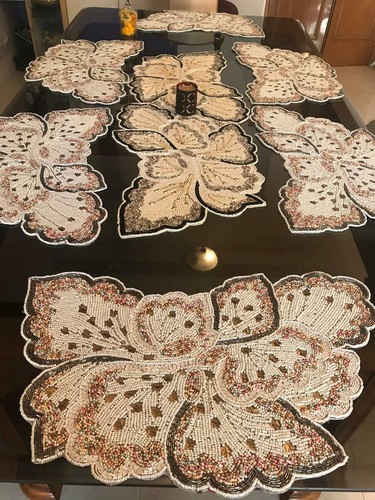 Designer beaded dining - dining, table