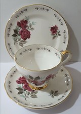 Adderley Persian Rose Trio of tea coffee cup saucer and side plate vintage 