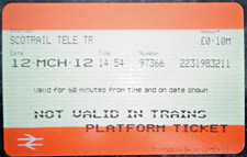SCOTRAIL TELE TR -  British Railway PLATFORM TICKET - Window 11