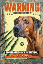 Warning Rhodesian Ridgeback  Security metal sign, Rhodesian Ridgback Plaque
