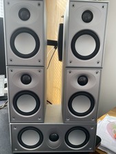 Mordaunt Short MS302 4x Book Shelf Speakers + Centre In Silver. Fully Working
