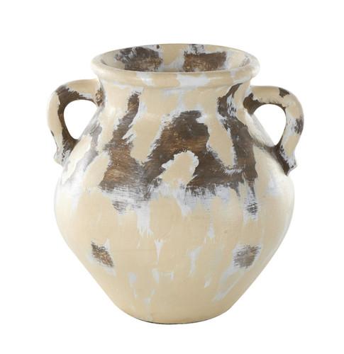 Terracotta vase cream ceramic - vase,