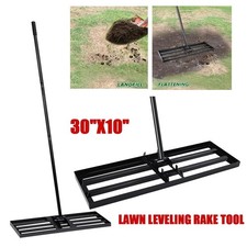 Lawn Leveling Rake 30"x10" Level Lawn Tool with 75" Steel Extended Handle -Black