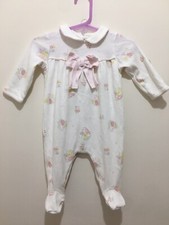 Cute Baby Girls Mamas & Papas Off White Floral Collar Babygrow Sleepsuit 0-3m?