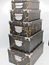 Set of 10 Black/Gold Storage